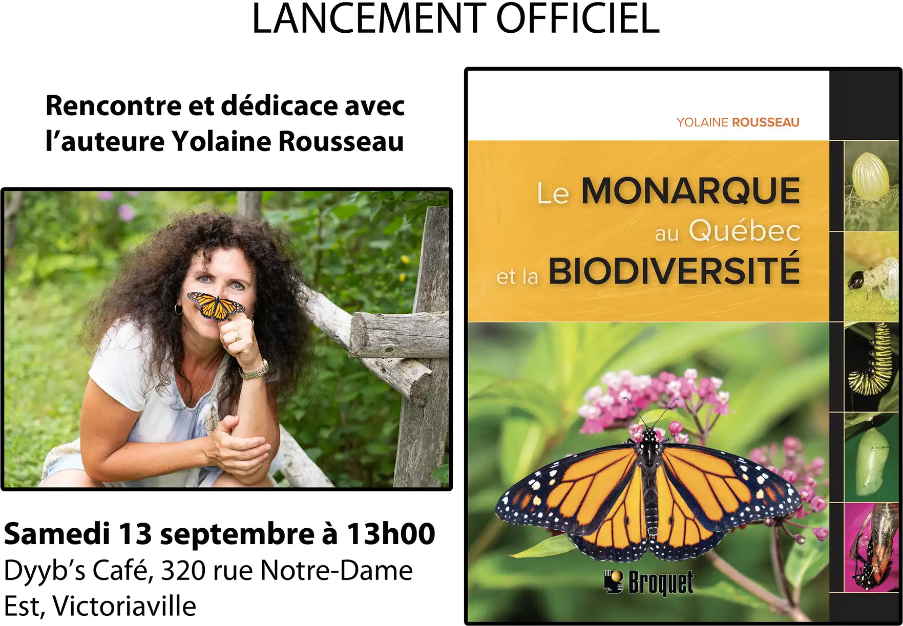 Affiche du lancement du livre au café Dyyb’s à Victoriaville